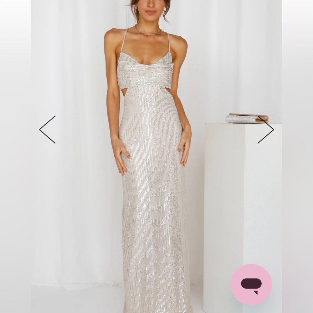 HELLO MOLLY - SPARKLING MOMENT MAXI DRESS SILVER